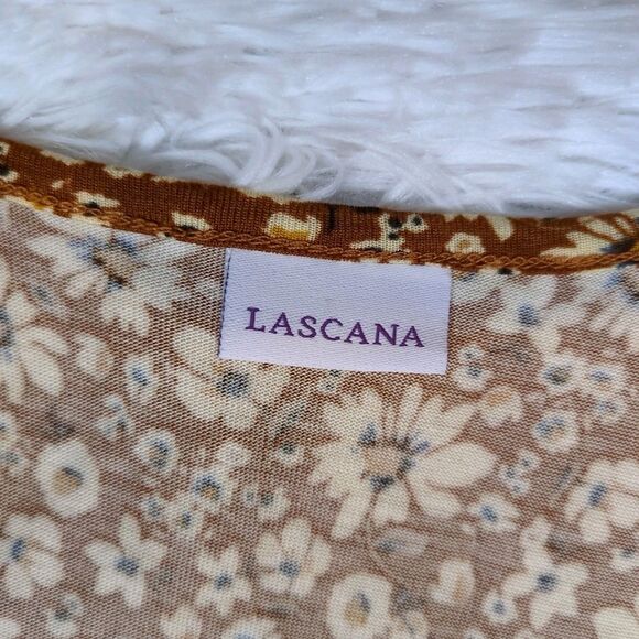 Lascana Floral Sundress V-Neck Brown Orange Short Sleeve Cottage Boho Womens 4 - Picture 2 of 8